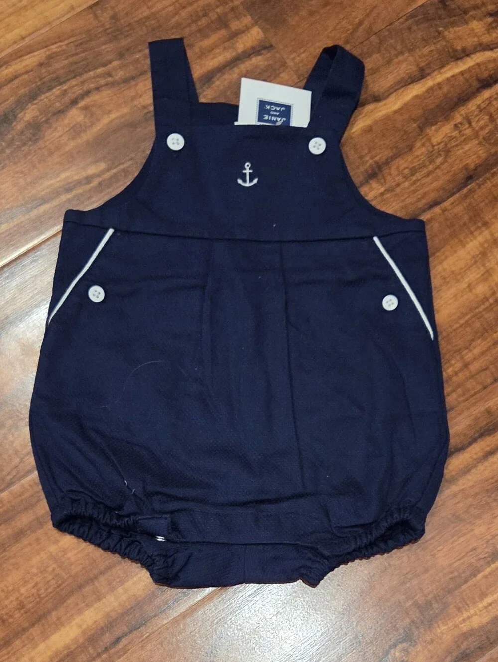 Janie and Jack NWT 3-6 Months Navy Sailboat Bodysuit and Shortall Romper